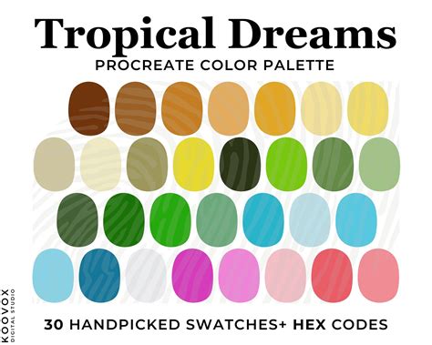 Tropical Summer Color Palette For Procreate Color Palette For