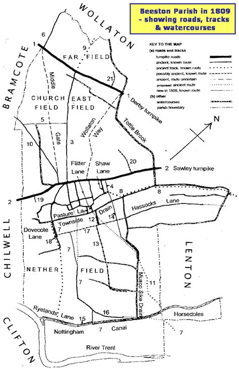 Roads Tracks And Watercourses In Beeston Notts 1809