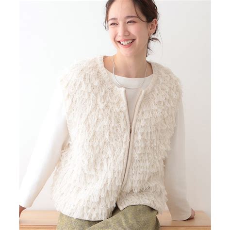 キューティーブロンド Cutie Blonde ループヤーンがアクセント ニットZIPベスト アイボリー 004 ファッション通販 MAGASEEK マガシーク