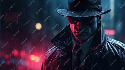 Premium Ai Image Detective Cyberpunk Style Noir Style Neon