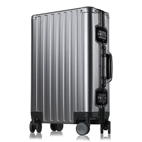 Sindermore Checked Aluminum Luggage, Aluninum Hardside Suitcase With