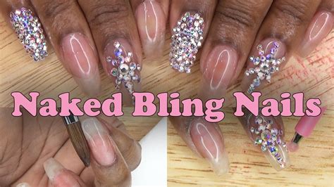 Acrylic Nails Naked Bling Nails Natural Nail Acrylic Overlay