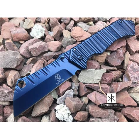 Buckshot Outdoor Survival Assisted Open Pocket Folding Knife Cleaver Razor Blade Blue Custom