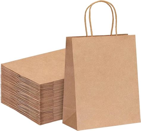 Amazon XWIDE Kraft Paper Gift Bags With Twisted Handles 10x5x13 50