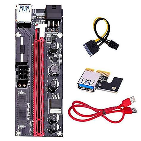 Pci E 라이저 카드 듀얼 Led 표시기 Pcie 1x 16x 어댑터 확장 6 핀 4 핀 Usb 30 케이블 그래픽