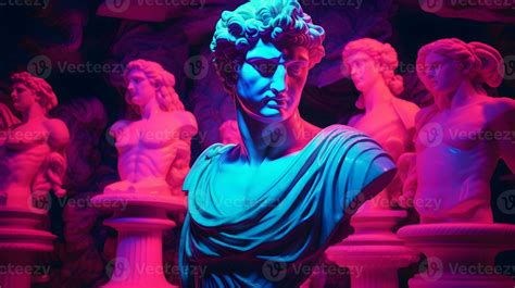 Vaporwave Lofi Blue and Pink Aesthetic Roman Statues Background ...