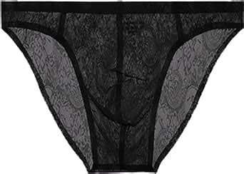 WjiNFDFG Men S Sexy Brief Lace Frilly Sissy Thong Panties Sheer Mesh Bikini Briefs T Back G