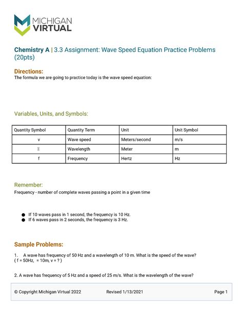 Chemistry A 3 3 Assignment Wave Speed Chemistry A 3 Assignment