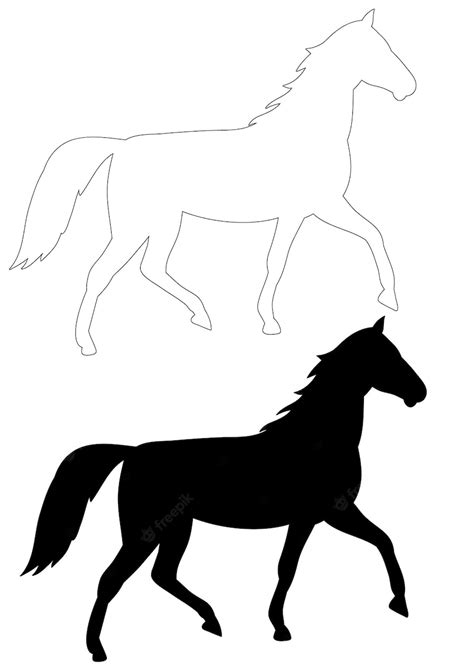 Premium Vector Black Silhouette Of Running Horse