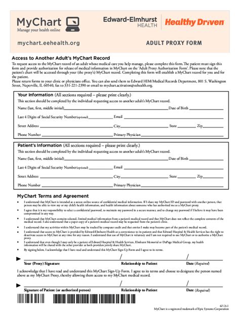 Mychart Adult Proxy Form Fill Online Printable Fillable Blank