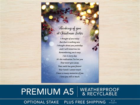 Sister Christmas Memorial Grave Card Sister Memorial Christmas Card