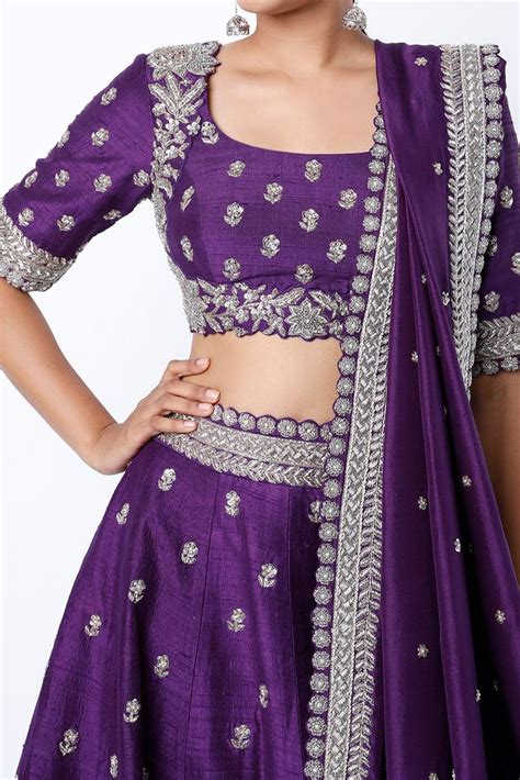 Purple Embroidered Bridal Lehenga Set By Mrunalini Rao At Pernia S Pop