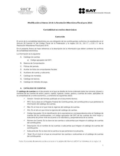 PDF de contabilidad electrónica A Catálogo de cuentas B Balanza de