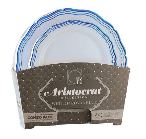 Blue Plastic Plates White Disposable Plates With Royal Blue Rim Plastic