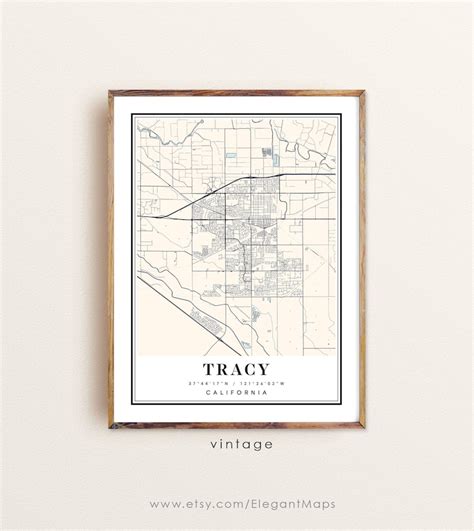 Tracy California Map Tracy CA Map Tracy City Map Tracy | Etsy