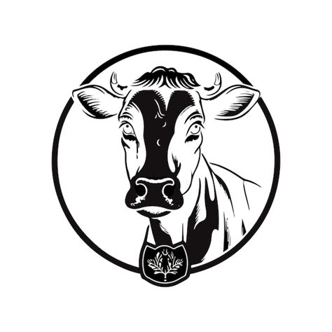 Un Logotipo De Vaca En Blanco Y Negro Vector Premium