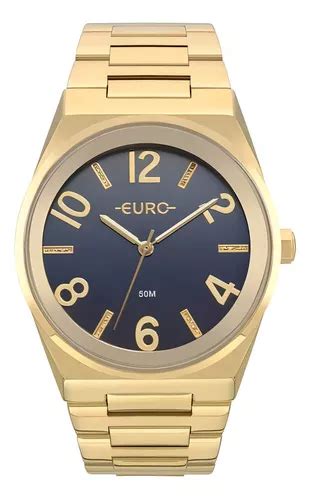 Relógio Euro Feminino Glitz Dourado Eu2033bm 4a Cor do fundo Azul