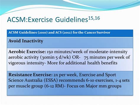 Acsm Physical Activity Guidelines For Cancer Survivors