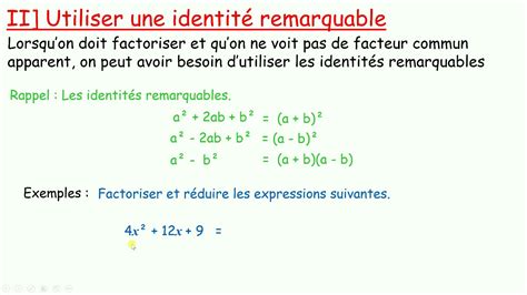 factorisation avec identités remarquables