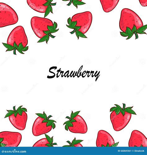 Vector Strawberry Frame Red Berry And White Flower Stock Illustration