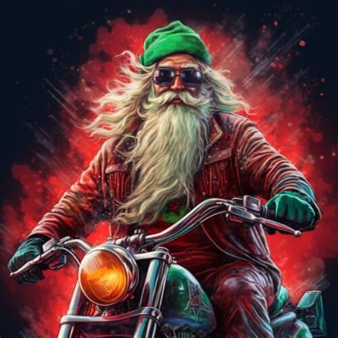 Biker Santa Clipart, 4 High Quality PNG, Digital Download, Card Making, Mixed Media, Digital ...