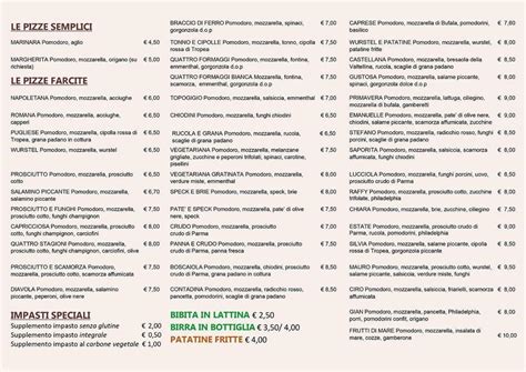 Menu Da Ristorante Pizzeria La Lucciola Desenzano Del Garda Via