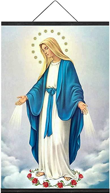 Amazon NO MARK Blessed Virgin Mary Canvas Print Holy Virgin Mary