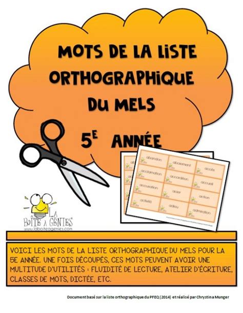 Liste orthographique La Boîte à Génies