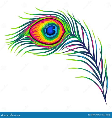 Stylized Illustration Of Peacock Feather Image For Design Or