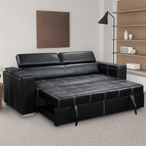 Amazon Olodumare Leather Convertible Sofa Couch With Pull Out