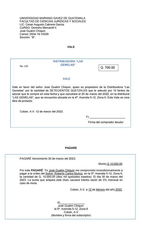 Mercantil Titulos DE Credito - UNIVERSIDAD MARIANO GAVEZ DE GUATEMALA FACULTAD DE CIENCIAS