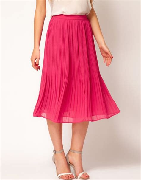 Asos Skirt With Soft Pleats In Pink Lyst