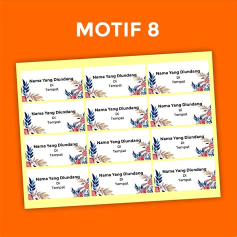 Jual Cetak Stiker Label Nama Undangan Motif Custom Design Label 103