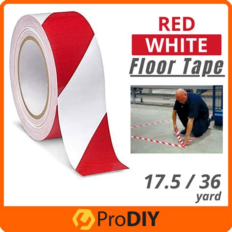 Roll Red White Floor Marking Tape Warning Caution Hazard Sticker Pita