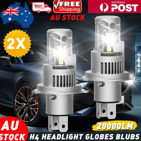 AUXITO H4 LED Headlight Globes Kit Hi/Lo Beam 20000LM 6000K Super ...
