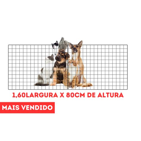 Portão Pet Tela Grade De Proteção Para Cachorro 2 Módulos De 60x80 1