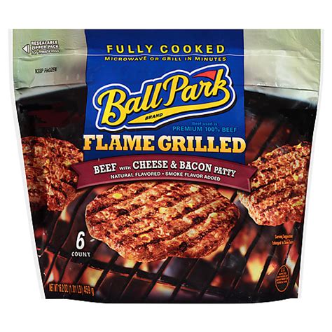 Ball Park Fully Cooked Flame Grilled Beef With Cheese And Bacon Patties