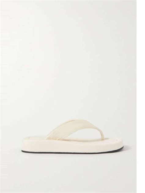 The Row Ginza Leather And Velvet Platform Flip Flops REVERSIBLE