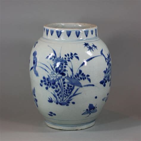 Chinese Blue And White Transitional Jar Circa 1650 Bada