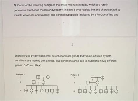 Solved Q Consider The Following Pedigrees That Track Two Chegg