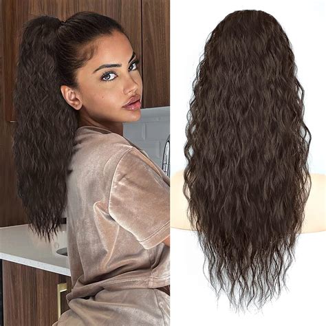 Amazon Rosooi 22 Inch Long Brown Drawstring Ponytail Extension