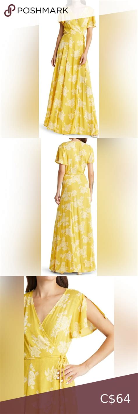 Lulus Heart Of Marigold Wrap Maxi Dress In Yellow Floral Maxi Dress