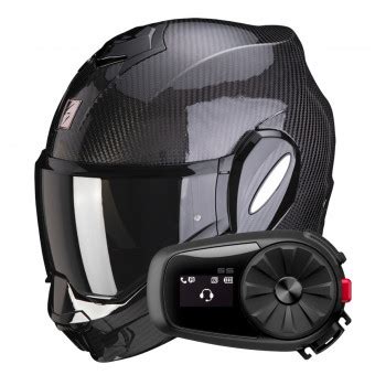 Pack Casco Moto Kit Bluetooth Scorpion Exo Tech Evo Carbon Solid