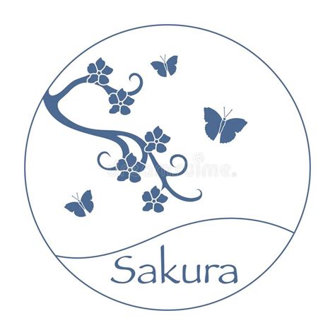 Rama De Sakura Mariposas Elemento Del Dise o De Jap n Ilustración del