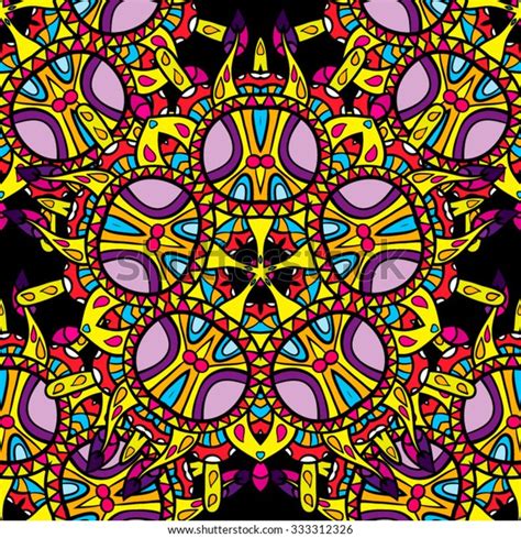 S Hippie Psychedelic Art Seamless Pattern Stock Vector Royalty Free