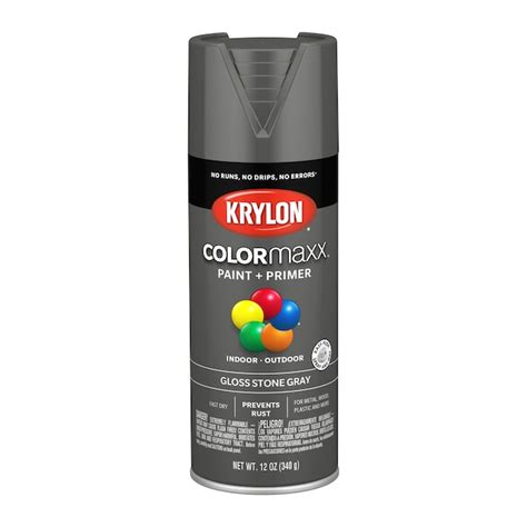 Krylon Colormaxx Acrylic Enamel Gloss Stone Gray Spray Paint And Primer