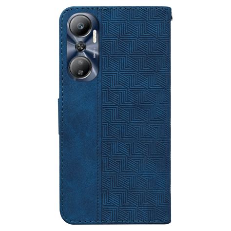For Infinix Hot 20 Geometric Embossed Leather Phone Case Blue Alexnld