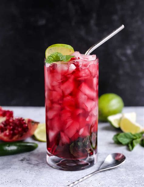 Spicy Pomegranate Mojito Mocktail Non Alcoholic Pomegranate Cocktail