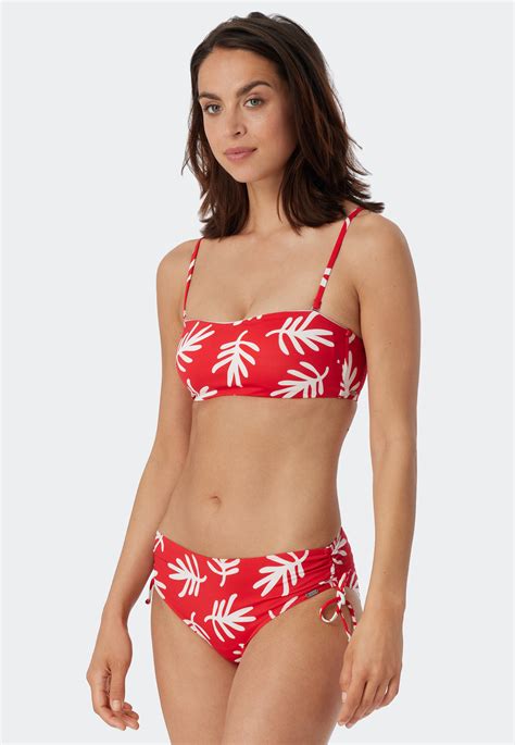 Bandeau Bikini Top gefüttert Softcups variable Träger Korallen rot