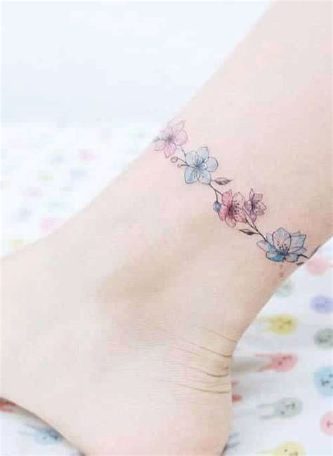 Flower Chain Ankle Tattoo In Cute Tattoos For Women Anklet